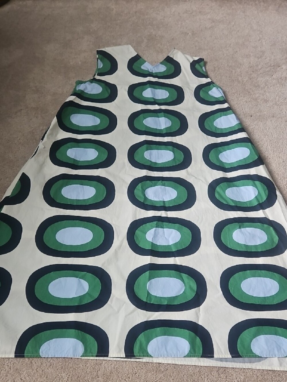 Marimekko Uniqlo Green Blue Oval Print Maxi Dress - Picture 15 of 16
